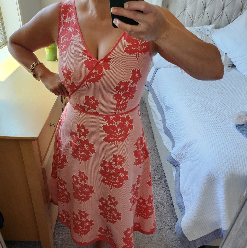 Orange And Cream Summer Midi Dress